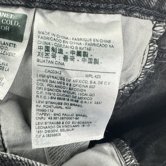 Levis Premium 501 Jeans Womens 29 Faded Black Distressed Studded Crop Big E Rock - Picture 15 of 16